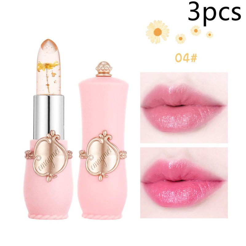 Maymei Moisturizing Lip Balm Dried Flower Color Changing Lipstick $33.92 Dana Fashion Color: 04color style: 3PCS makeup Specification: Name] transparent flower color changing lipstick Net content] 3. 8g Scent] peach Color number] 6 kinds of flowers Size]