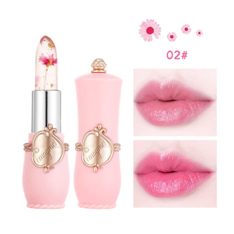 Maymei Moisturizing Lip Balm Dried Flower Color Changing Lipstick $15.27 Dana Fashion Color: 02color style: 1PCS makeup Specification: Name] transparent flower color changing lipstick Net content] 3. 8g Scent] peach Color number] 6 kinds of flowers Size]