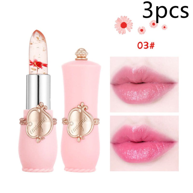 Maymei Moisturizing Lip Balm Dried Flower Color Changing Lipstick $33.92 Dana Fashion Color: 03color style: 3PCS makeup Specification: Name] transparent flower color changing lipstick Net content] 3. 8g Scent] peach Color number] 6 kinds of flowers Size]
