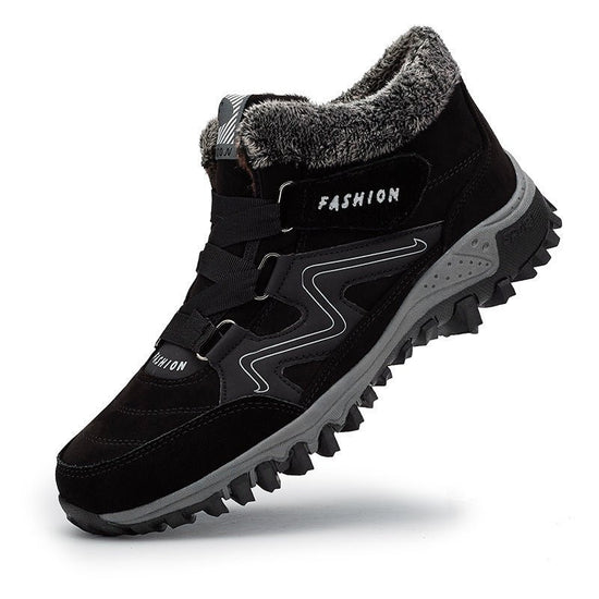 Men's And Women's Outdoor Cotton-padded Mid-top Sports Cotton Shoes $38.99 Dana Fashion Color: Men's Black And White Size: 35 Women's shoes Product information: Pattern: color matching Lining material: artificial velboa Applicable sports: Universal Color: