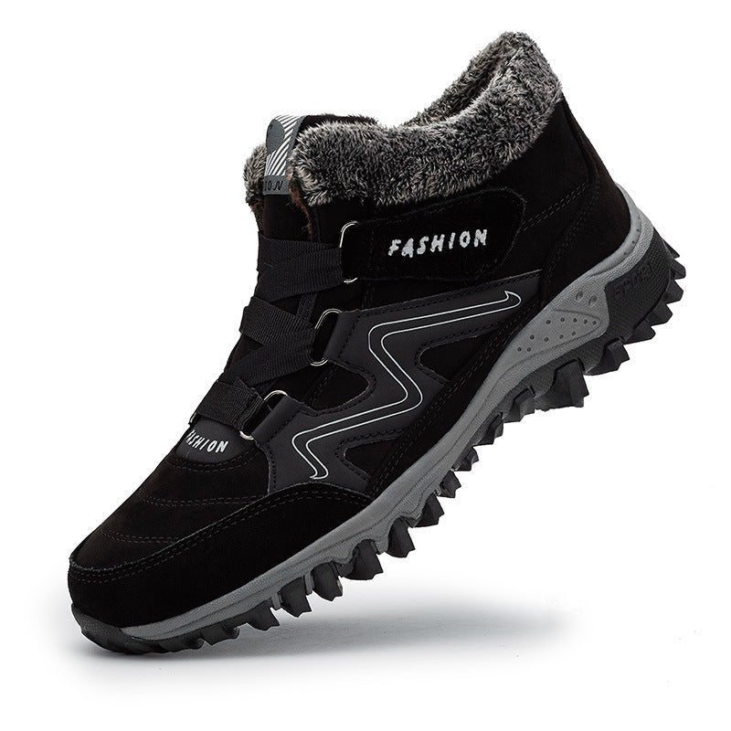 Men's And Women's Outdoor Cotton-padded Mid-top Sports Cotton Shoes $38.99 Dana Fashion Color: Men's Black And White Size: 35 Women's shoes Product information: Pattern: color matching Lining material: artificial velboa Applicable sports: Universal Color: