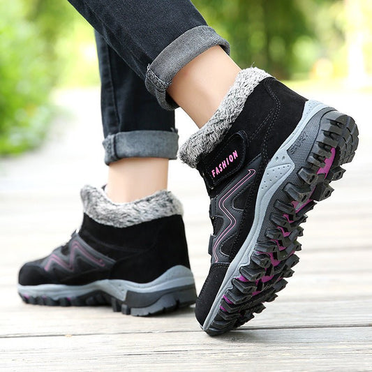 Men's And Women's Outdoor Cotton-padded Mid-top Sports Cotton Shoes $38.99 Dana Fashion Color: Female Style Gray Rose Red Size: 35 Women's shoes Product information: Pattern: color matching Lining material: artificial velboa Applicable sports: Universal C