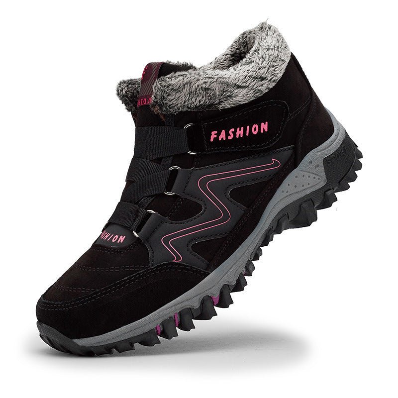 Men's And Women's Outdoor Cotton-padded Mid-top Sports Cotton Shoes $38.99 Dana Fashion Color: Women's Black Plum Size: 35 Women's shoes Product information: Pattern: color matching Lining material: artificial velboa Applicable sports: Universal Color: WM
