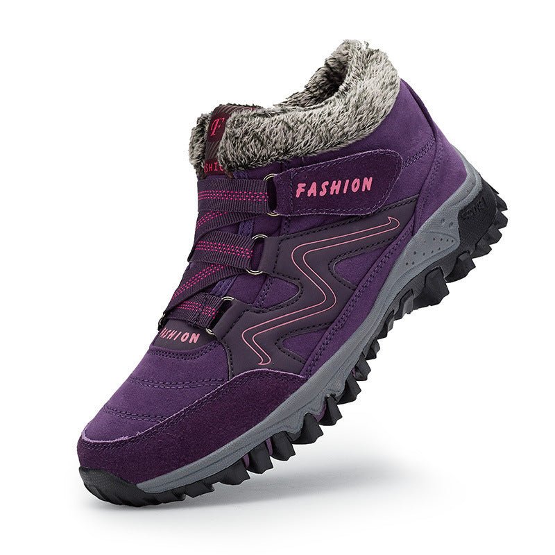 Men's And Women's Outdoor Cotton-padded Mid-top Sports Cotton Shoes $38.99 Dana Fashion Color: Women's Purple Size: 35 Women's shoes Product information: Pattern: color matching Lining material: artificial velboa Applicable sports: Universal Color: WMZ613