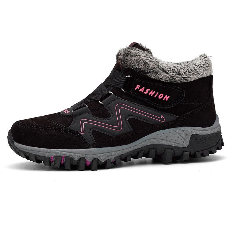 Men's And Women's Outdoor Cotton-padded Mid-top Sports Cotton Shoes $38.99 Dana Fashion Color: Female Style Gray Rose Red Size: 35 Women's shoes Product information: Pattern: color matching Lining material: artificial velboa Applicable sports: Universal C