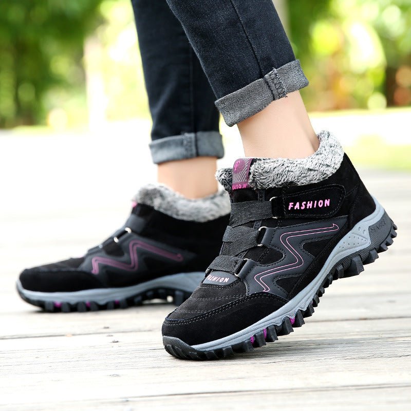 Men's And Women's Outdoor Cotton-padded Mid-top Sports Cotton Shoes $38.99 Dana Fashion Color: Female Style Gray Rose Red Size: 35 Women's shoes Product information: Pattern: color matching Lining material: artificial velboa Applicable sports: Universal C