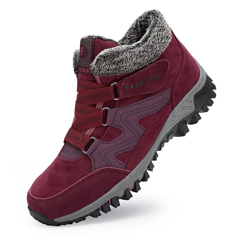 Men's And Women's Outdoor Cotton-padded Mid-top Sports Cotton Shoes $38.99 Dana Fashion Color: Women's Purplish Red Size: 35 Women's shoes Product information: Pattern: color matching Lining material: artificial velboa Applicable sports: Universal Color: