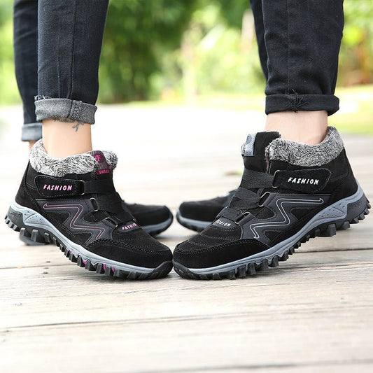 Men's And Women's Outdoor Cotton-padded Mid-top Sports Cotton Shoes $38.99 Dana Fashion Color: Female Style Gray Rose Red Size: 35 Women's shoes Product information: Pattern: color matching Lining material: artificial velboa Applicable sports: Universal C