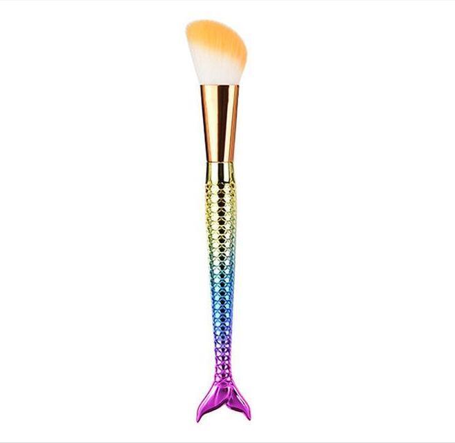 Mermaid Makeup Brushes $28.18 Dana Fashion style: 11 quantity: 10 pcs makeup Specification : Color:multicolor Gender:Women Hair Material: Nylon Hair Handle material: Plating,Plastic Used with:Powder Basic makeup brush. Suitable for professional use or hom
