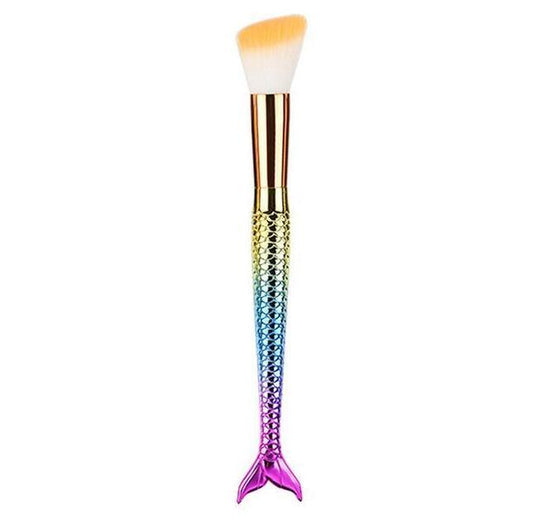 Mermaid Makeup Brushes $28.18 Dana Fashion style: 11 quantity: 10 pcs makeup Specification : Color:multicolor Gender:Women Hair Material: Nylon Hair Handle material: Plating,Plastic Used with:Powder Basic makeup brush. Suitable for professional use or hom