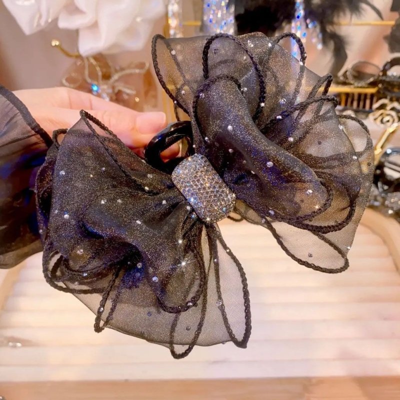 Mesh Double-sided Rhinestone Large Korean Style Flower Women $15.00 Dana Fashion Color: Starry Sky Black Women's Accessories Product information: Processing process: manual Color: Starry Sky silver gray rhinestone barrettes, starry sky black crystal barre