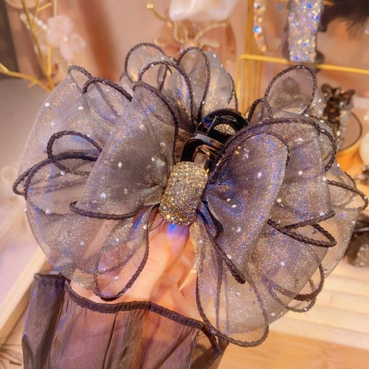 Mesh Double-sided Rhinestone Large Korean Style Flower Women $15.00 Dana Fashion Color: Starry Sky Black Women's Accessories Product information: Processing process: manual Color: Starry Sky silver gray rhinestone barrettes, starry sky black crystal barre