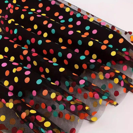 Mesh Skirt Color Polka Dot Printing $39.58 Dana Fashion Color: White Size: Free Size Women's clothing Product information: Pattern: polka dot Skirt-type: pleated skirt Color: White Main fabric composition: Polyester Size: free size Style type: Japanese an