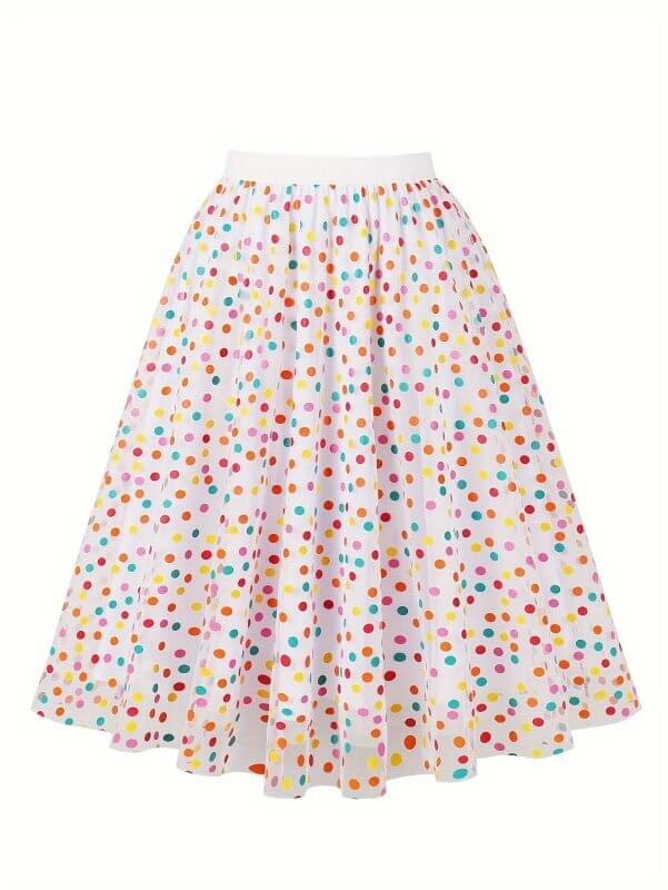 Mesh Skirt Color Polka Dot Printing $39.58 Dana Fashion Color: White Size: Free Size Women's clothing Product information: Pattern: polka dot Skirt-type: pleated skirt Color: White Main fabric composition: Polyester Size: free size Style type: Japanese an