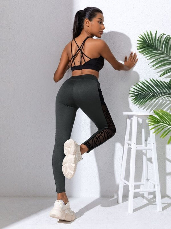 Mesh Stitching Yoga Clothes Hip-lift And Belly Shaping Trousers $44.50 Dana Fashion Color: Black size: L Women's clothing Product information: Applicable sports: Fitness running Fabric name: Chemical Fiber blending Applicable scenarios: running sports, fi