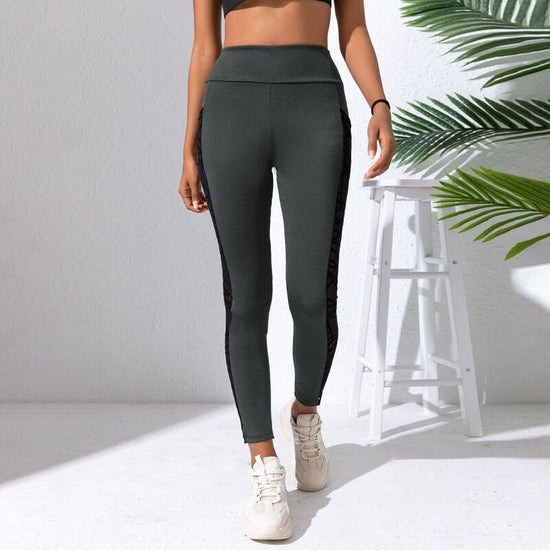 Mesh Stitching Yoga Clothes Hip-lift And Belly Shaping Trousers $44.50 Dana Fashion Color: Black size: L Women's clothing Product information: Applicable sports: Fitness running Fabric name: Chemical Fiber blending Applicable scenarios: running sports, fi