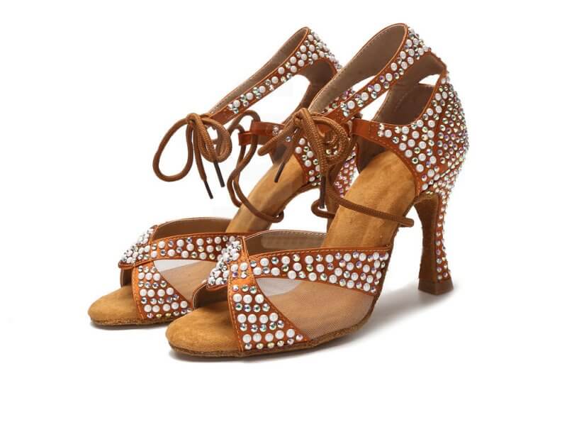 Mesh Studded Diamond Latin Dance Shoes For Women $89.50 Dana Fashion Color: Indoor Size: 34 style: 10CM Women's shoes Overview: Unique design, stylish and beautiful. Good material, comfortable feet. A variety of colors, any choice. Specification: Upper ma