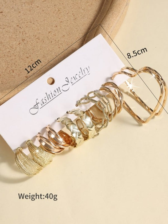 Metal Geometry C-shaped Earrings French 6-piece Set Wrapped Pearl Earrings Creative Gold Earrings $30.50 Dana Fashion Color: Gold Women's Accessories Product information: Material: Alloy Style: European and American Style: Women's Modeling: Geometry Proce