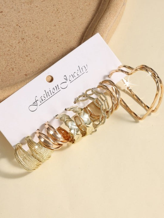 Metal Geometry C-shaped Earrings French 6-piece Set Wrapped Pearl Earrings Creative Gold Earrings $30.50 Dana Fashion Color: Gold Women's Accessories Product information: Material: Alloy Style: European and American Style: Women's Modeling: Geometry Proce
