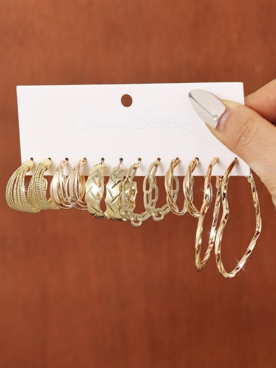 Metal Geometry C-shaped Earrings French 6-piece Set Wrapped Pearl Earrings Creative Gold Earrings $30.50 Dana Fashion Color: Gold Women's Accessories Product information: Material: Alloy Style: European and American Style: Women's Modeling: Geometry Proce