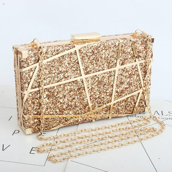 Metal Hollow Chain Hand Holding Glitter Small Square Bag Women $56.88 Dana Fashion Color: Black Women's Bags Product information: Product category: dinner bag material: metal Applicable scene: storage bag Fabric texture: synthetic leather Lining texture: