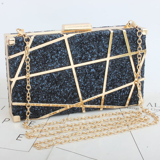 Metal Hollow Chain Hand Holding Glitter Small Square Bag Women $56.88 Dana Fashion Color: Blue Women's Bags Product information: Product category: dinner bag material: metal Applicable scene: storage bag Fabric texture: synthetic leather Lining texture: p