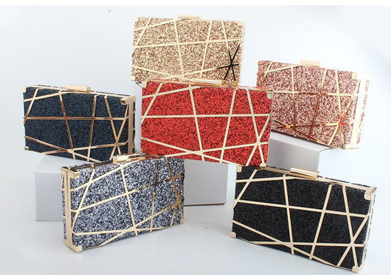 Metal Hollow Chain Hand Holding Glitter Small Square Bag Women $56.88 Dana Fashion Color: Black Women's Bags Product information: Product category: dinner bag material: metal Applicable scene: storage bag Fabric texture: synthetic leather Lining texture: