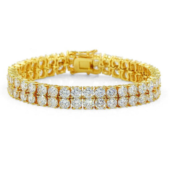 Micro Inlaid Zircon Double Row Men's Bracelet $28.00 Dana Fashion Color: Golden Size: 7 inches Women's Accessories Product information: Color: 7 inch gold, 7 inch silver, 7 inch rose gold, 8 inch gold, 8 inch silver, 8 inch rose gold Applicable occasions