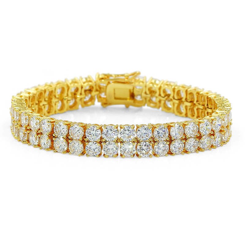 Micro Inlaid Zircon Double Row Men's Bracelet $28.00 Dana Fashion Color: Golden Size: 7 inches Women's Accessories Product information: Color: 7 inch gold, 7 inch silver, 7 inch rose gold, 8 inch gold, 8 inch silver, 8 inch rose gold Applicable occasions
