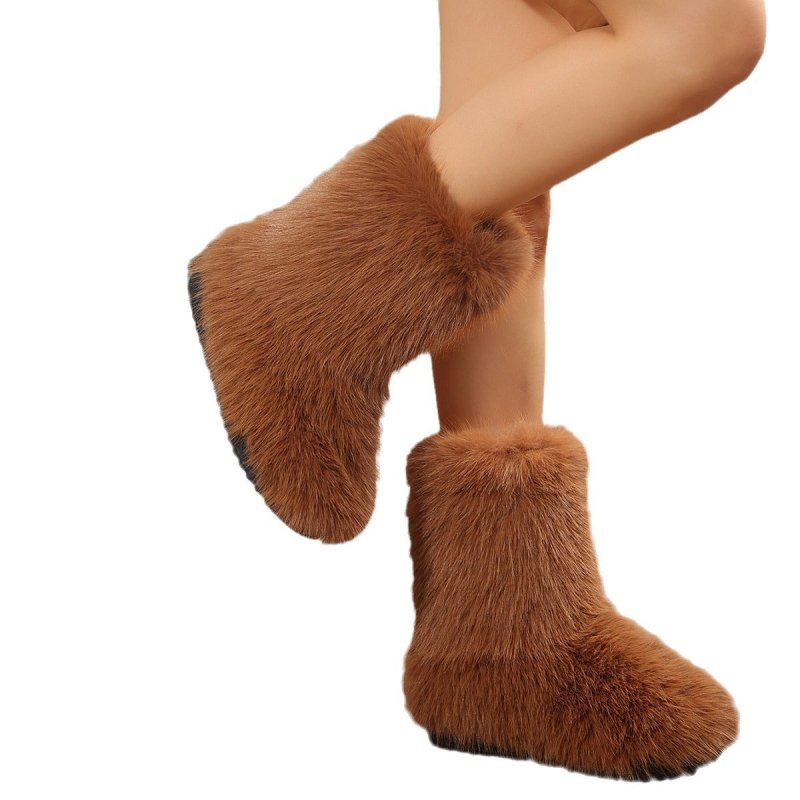 Mid-calf Plush Boots Keep Warm $39.50 Dana Fashion Color: Black Size: 36 Women's clothing Product information: Pattern: solid color Inner material: artificial wool Color: white, black, red, camel Upper height: high top Processing Method: suede leather Hee