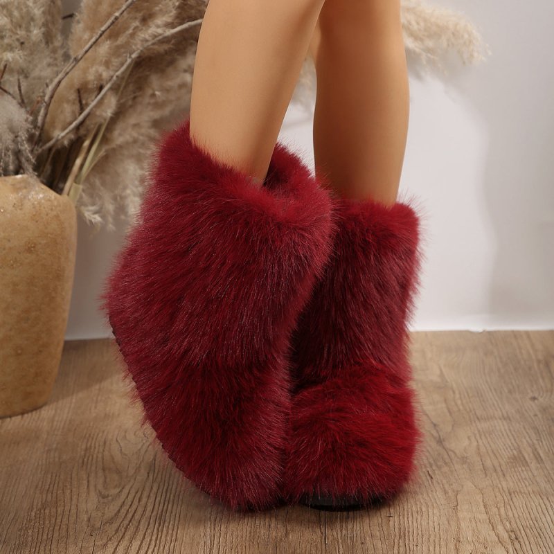 Mid-calf Plush Boots Keep Warm $39.50 Dana Fashion Color: Black Size: 36 Women's clothing Product information: Pattern: solid color Inner material: artificial wool Color: white, black, red, camel Upper height: high top Processing Method: suede leather Hee