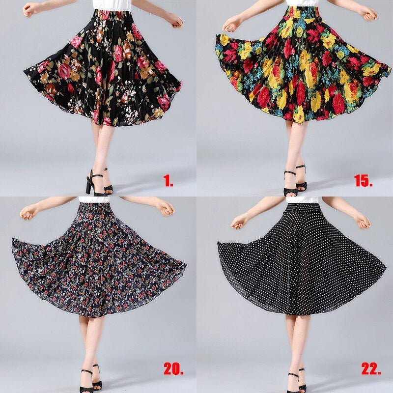 Middle-aged and elderly dancing skirts skirts $23.50 Dana Fashion Color: 01 Size: One size Women's clothing Main fabric composition: polyester fiber (polyester) size Waist circumference Skirt length / 63-99cm 60cm 1. Asian sizes are 1 to 2 sizes smaller t