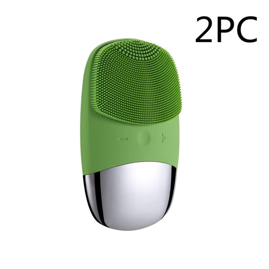 Mini Silicone Electric Face Cleansing Brush Electric Facial Cleanser Facial Cleansing Brush Skin Massager Skin Care Tools $33.00 Dana Fashion Color: Green 2PC style: Electric Electrical outlet: DC Beauty Tools Overview: * Sonic technology can effectively