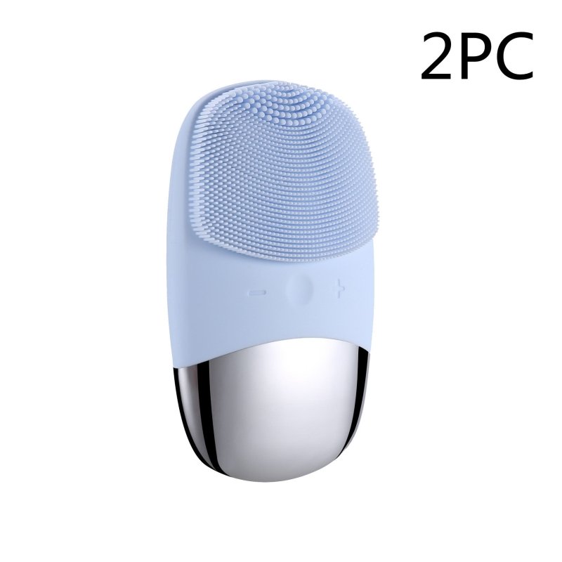 Mini Silicone Electric Face Cleansing Brush Electric Facial Cleanser Facial Cleansing Brush Skin Massager Skin Care Tools $32.00 Dana Fashion Color: Blue 2PC style: Electric Electrical outlet: DC Beauty Tools Overview: * Sonic technology can effectively c