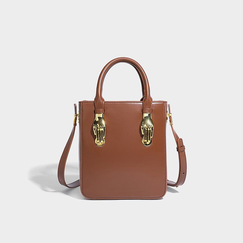 Mini Small Square Bag Metal Handbag Shoulder Crossbody Female Student $85.00 Dana Fashion Color: Caramel Color Size: 19X8X22CM Women's Bags Product information: Lining texture: Polyester Applicable scenarios: Daily configuration Color: Black, caramel Oute