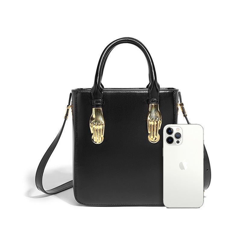 Mini Small Square Bag Metal Handbag Shoulder Crossbody Female Student $85.00 Dana Fashion Color: Black Size: 19X8X22CM Women's Bags Product information: Lining texture: Polyester Applicable scenarios: Daily configuration Color: Black, caramel Outer bag ty