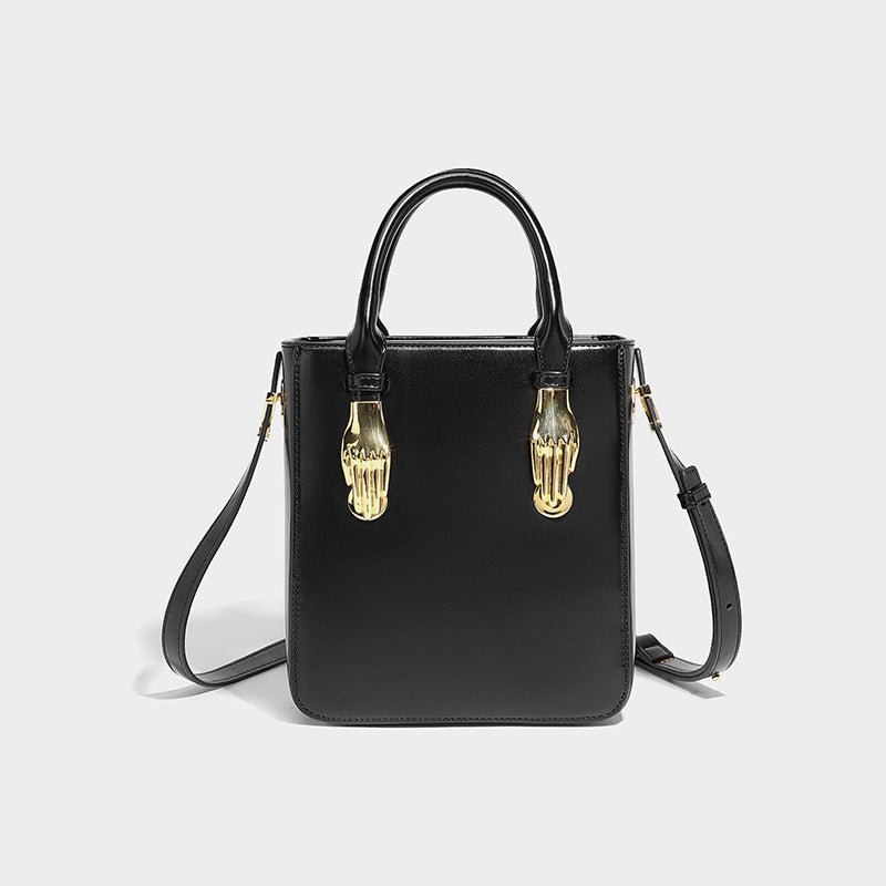 Mini Small Square Bag Metal Handbag Shoulder Crossbody Female Student $85.00 Dana Fashion Color: Black Size: 19X8X22CM Women's Bags Product information: Lining texture: Polyester Applicable scenarios: Daily configuration Color: Black, caramel Outer bag ty