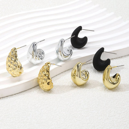Minimalistic Water Drops Hammered Earrings Suit Fashion Geometry Pattern Earrings $12.94 Dana Fashion Color: Color Women's Accessories Product information: Treatment Process: Electroplating Color: Color Applicable population: Female Material: CCB Shape: d