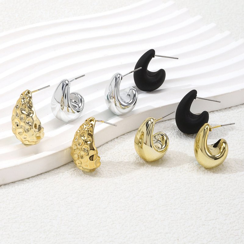 Minimalistic Water Drops Hammered Earrings Suit Fashion Geometry Pattern Earrings $12.94 Dana Fashion Color: Color Women's Accessories Product information: Treatment Process: Electroplating Color: Color Applicable population: Female Material: CCB Shape: d