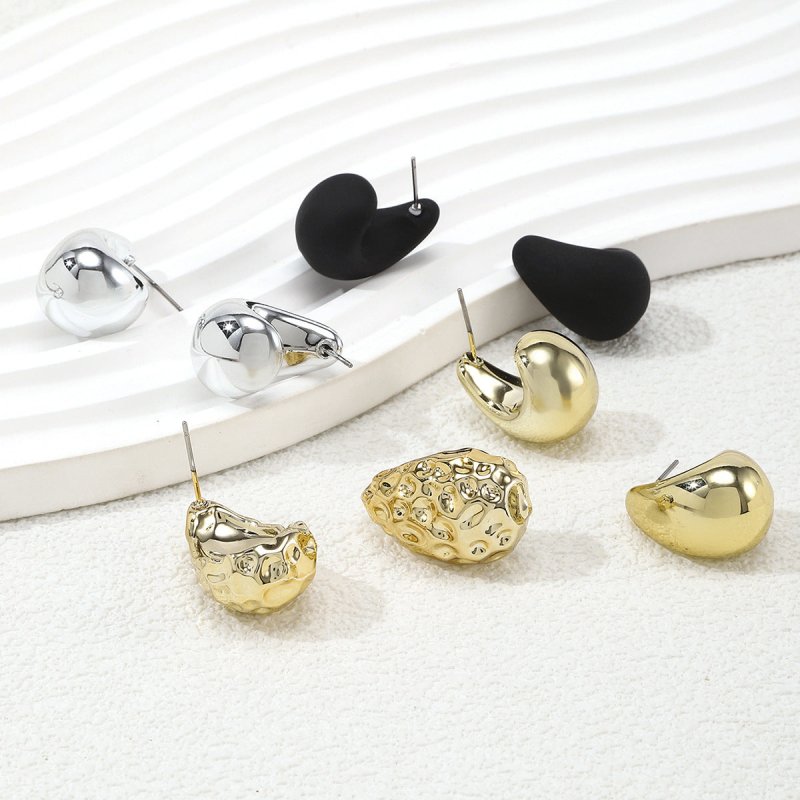 Minimalistic Water Drops Hammered Earrings Suit Fashion Geometry Pattern Earrings $12.94 Dana Fashion Color: Color Women's Accessories Product information: Treatment Process: Electroplating Color: Color Applicable population: Female Material: CCB Shape: d