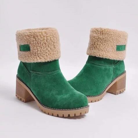 Miss Winter Women Snow Boots Warm Boots $40.50 Dana Fashion Color: Green Size: 35 Women's shoes Product information: Tube height: middle tube Heel height: low heel (1-3cm) Color classification: gray, green, black, orange, camel Boots name: snow boots Toe