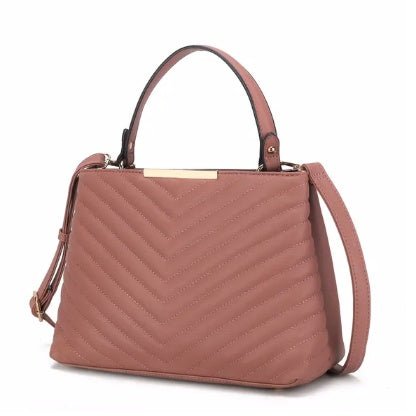 MKF Collection Dakota Satchel Handbag Vegan Leather Women By Mia K $189.00 Dana Fashion Color: Dark Pink Women's Bags Highlights High-quality vegan leather Gold-tone hardware Interior details: Inside features one slip pocket and 1 wall zip pocket Exterior