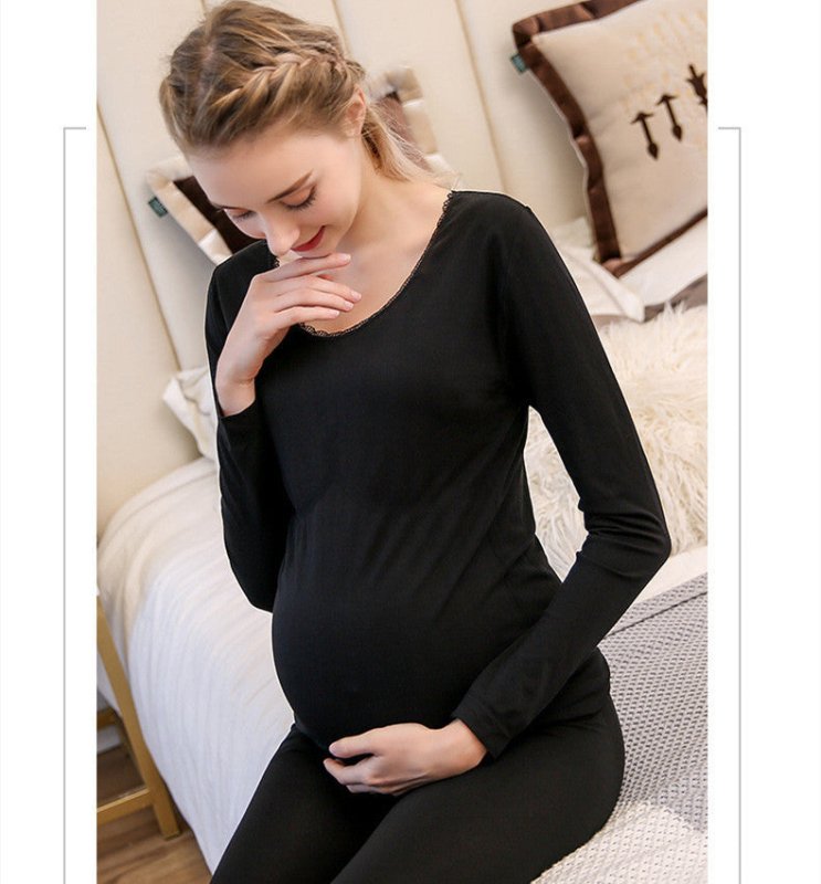 Modal Pregnant Women'S Autumn Clothes And Long Trousers Seamless Body Lifting And Thermal Underwear Set $17.57 Dana Fashion Color: Black Size: One size Baby & Mother Product Information: Collar type: round neck Sleeve length: long sleeve Pants length: lon