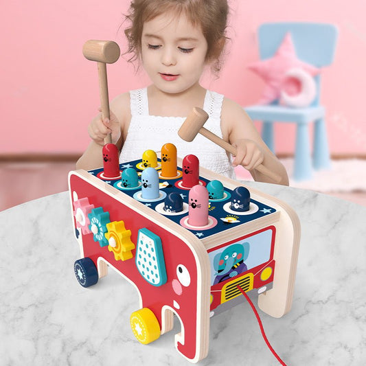 Montessori Toddlers Kids Wooden Pounding Bench Animal Bus Toys Early Educational Set Gifts For Children Toy Musical Instrument $47.62 Dana Fashion Color: Red Toys & Hobbies Overview -Fast heat dissipation, beautiful and durable; Exercise children's hand m