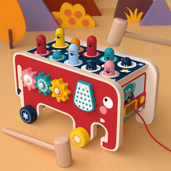 Montessori Toddlers Kids Wooden Pounding Bench Animal Bus Toys Early Educational Set Gifts For Children Toy Musical Instrument $47.62 Dana Fashion Color: Red Toys & Hobbies Overview -Fast heat dissipation, beautiful and durable; Exercise children's hand m