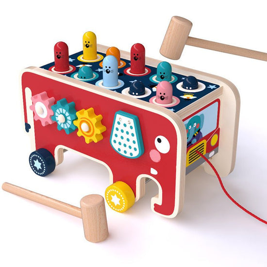 Montessori Toddlers Kids Wooden Pounding Bench Animal Bus Toys Early Educational Set Gifts For Children Toy Musical Instrument $47.62 Dana Fashion Color: Red Toys & Hobbies Overview -Fast heat dissipation, beautiful and durable; Exercise children's hand m