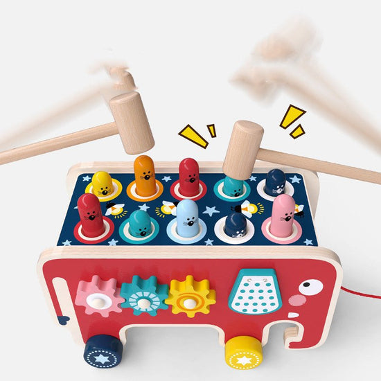 Montessori Toddlers Kids Wooden Pounding Bench Animal Bus Toys Early Educational Set Gifts For Children Toy Musical Instrument $47.62 Dana Fashion Color: Red Toys & Hobbies Overview -Fast heat dissipation, beautiful and durable; Exercise children's hand m