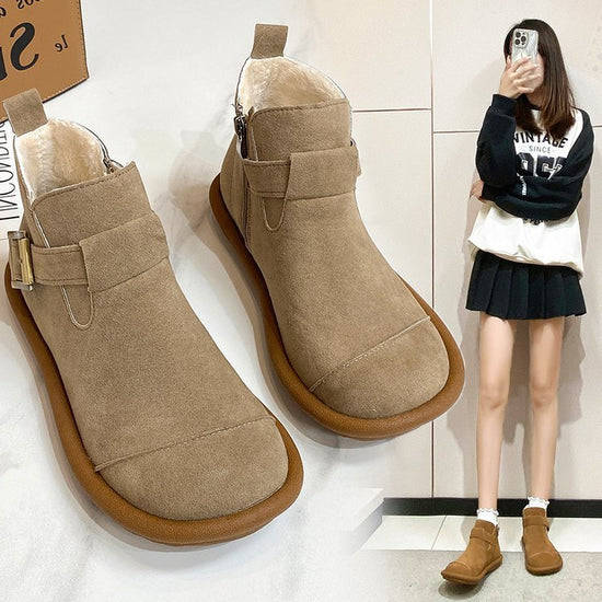 Mori Style Vintage Martin Boots Women $59.76 Dana Fashion Color: Camel Plus Velvet Size: 35 Women's shoes Product information: Lining material: artificial velboa Upper height: low top Sock length: short tube Size: 35,36,37,38,39,40 Sole craft: vulcanized