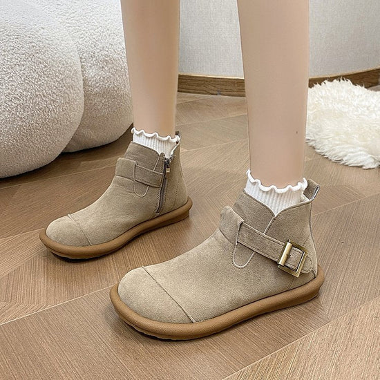 Mori Style Vintage Martin Boots Women $60.94 Dana Fashion Color: Khaki With Velvet Lining Size: 35 Women's shoes Product information: Lining material: artificial velboa Upper height: low top Sock length: short tube Size: 35,36,37,38,39,40 Sole craft: vulc