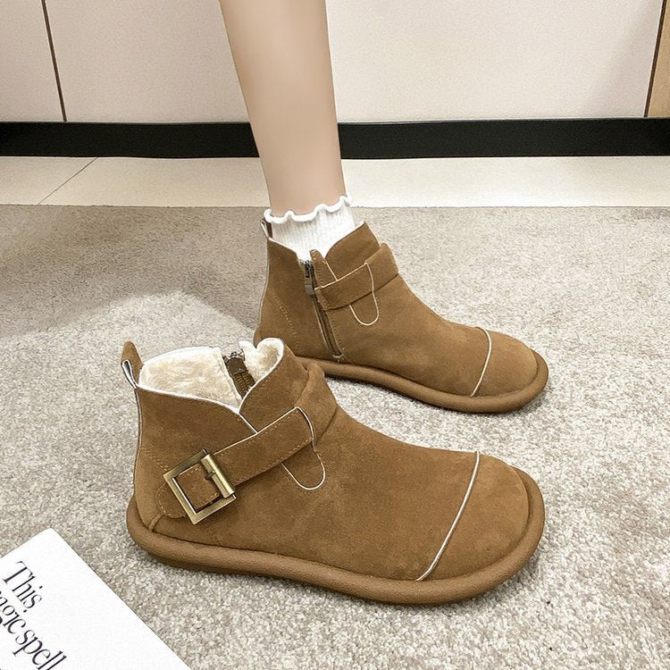 Mori Style Vintage Martin Boots Women $59.76 Dana Fashion Color: Camel Plus Velvet Size: 35 Women's shoes Product information: Lining material: artificial velboa Upper height: low top Sock length: short tube Size: 35,36,37,38,39,40 Sole craft: vulcanized